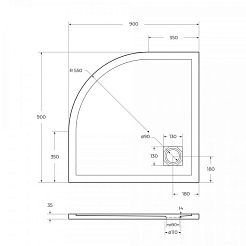BelBagno Душевой поддон Tray 90/90 TRAY-MR-UNO-R-90-550-35-NERO-CR – фотография-4