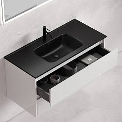 Sancos Тумба с раковиной Libra 100 белый глянец раковина Element 101 CN7003MB – фотография-9