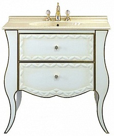 Misty Тумба с раковиной "Анжелика 80" бежевая сусальное золото – фотография-1