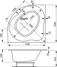 Vagnerplast Акриловая ванна Plejada 150x150 – фотография-7