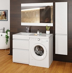 Mixline Тумба с раковиной Созвездие 120 L под стиральную машину белая – фотография-5