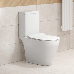 Керамин Унитаз-компакт Бари R двухрежимный с сиденьем дюропласт Микролифт – фотография-5