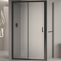 RGW Душевой уголок Passage PA-74-1B (PA-14B + Z-060-2B) 100x90 профиль черный стекло прозрачное – фотография-1