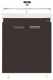 Misty Тумба с раковиной Джулия QVATRO 60 прямая коричневая – фотография-1