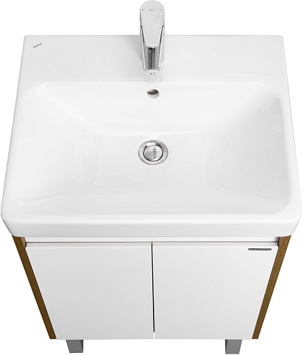 Акватон Тумба с раковиной Сканди Doors 55 белая/дуб рустикальный – картинка-3