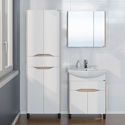 СанТа Шкаф пенал Сатурн 60 белый/дуб австрийский – фотография-3