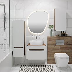 Runo Мебель для ванной Ницца 60 Cuatro подвесная белая/темное дерево – фотография-2