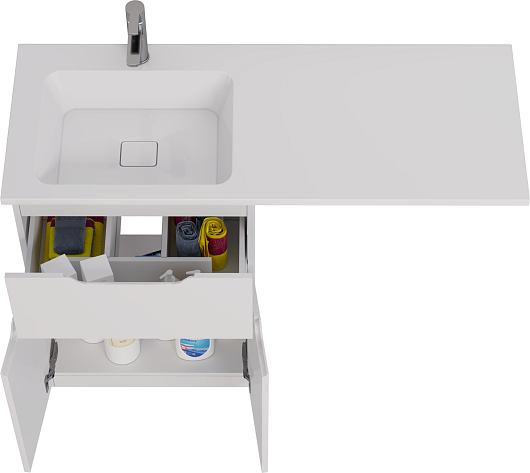 Dreja Мебель для ванной Vega 120 L под стиральную машину белая – фотография-12