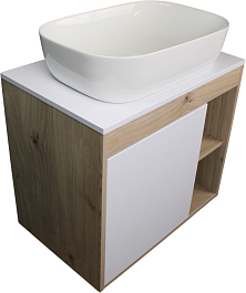Teymi Тумба с раковиной Nura 80 Helmi Solli 60 подвесная дуб/белый – фотография-1