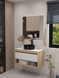 Teymi Раковина накладная в ванную Lina D35 мрамор чёрный матовый T50183 – фотография-6