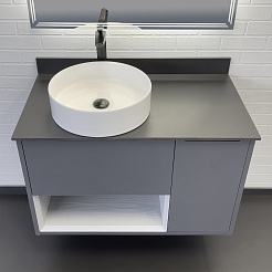 Comforty Мебель для ванной Джанкой 90 подвесная антрацит – фотография-4