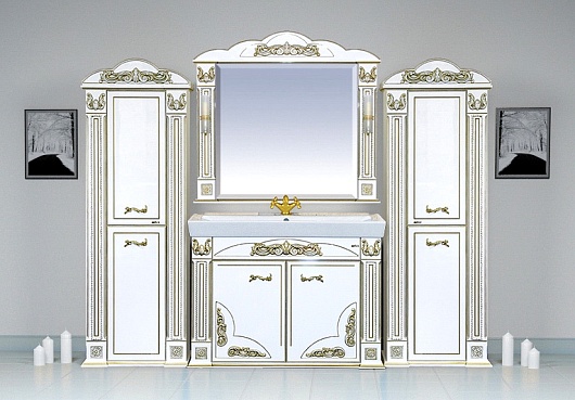 Misty Пенал для ванной Барокко 60 L белый, патина – картинка-3