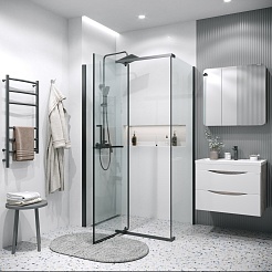 Grossman Боковая стенка Pragma 80x195 профиль черный матовый стекло прозрачное – фотография-6