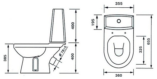 Оскольская керамика Унитаз-компакт Леда, декор маяк – фотография-4