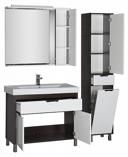 Aquanet Зеркальный шкаф "Гретта 100" венге (173996) – картинка-7