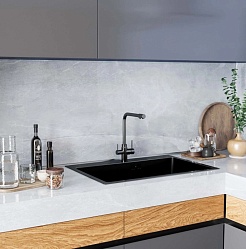 Mixline Смеситель для кухни 35k MLSS-0320BL чёрный графит – фотография-4