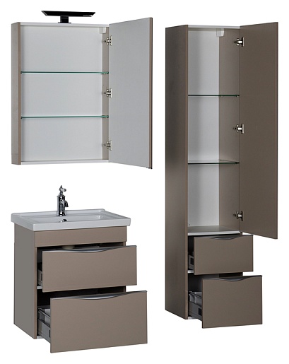 Aquanet Зеркальный шкаф "Эвора 60" капучино – картинка-5