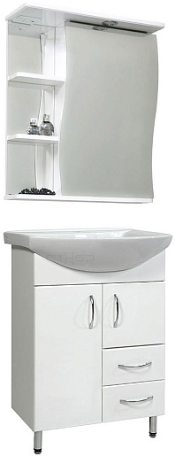 СанТа Мебель для ванной Грация Волна 60 R свет, с ящиками – фото-1