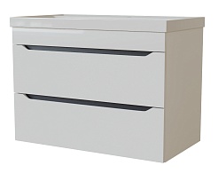 Mixline Тумба с раковиной Лайн 70 2 ящика подвесная белая – фотография-1