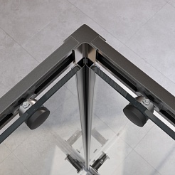 Cezares Душевой уголок Relax 304 RELAX-304-A-2-100-C-GM 100x100 профиль оружейная сталь стекло прозрачное – фотография-4