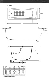 BLB Стальная ванна Europa 130х70 – фотография-2