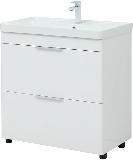 Aquanet Тумба под раковину Ирис New 80 белая глянцевая – картинка-5