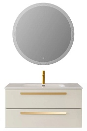 Cezares Тумба с раковиной Eco Cer-N 100 брашированная альпака CZR-8095-100 ручки сатиновое золото – фотография-2