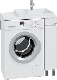 СанТа Мебель для ванной под стиральную машину Марс 80 R белая/светлое дерево – фотография-10