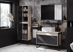 Акватон Полотенцедержатель Лофт Урбан 40 с полкой черный/дуб орегон – фотография-3