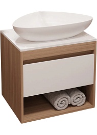 Teymi Тумба с раковиной Ritta 55 дуб эврика/белый матовый подвесная T60519 раковина T50802 – фотография-1