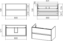 Misty Тумба с раковиной Алиса 90, 2 ящика, подвесная – фотография-6