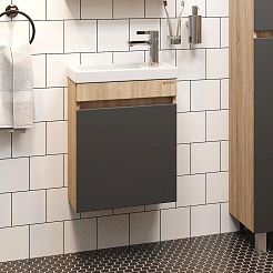 Onika Тумба с раковиной Милтон 45 R подвесная серая/дуб сонома – фотография-2