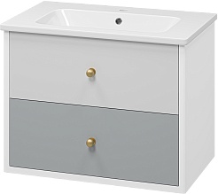 Brevita Тумба под раковину Анастейша 80 подвесная серая/белая – фотография-2