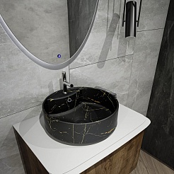 Teymi Накладная мебельная раковина Lina S D40 чёрный мрамор T50194 – фотография-6