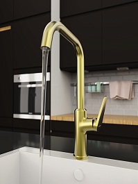 Tokito Смеситель для кухни KIN брашированное золото TOK-KIN-1013 – фотография-11