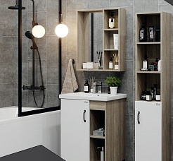 Onika Пенал для ванной Тимбер 30.01 белый матовый/дуб сонома – фотография-2