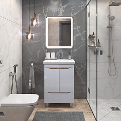 Vigo Тумба с раковиной Grani 600-2-1 белая/дуб золотой – фотография-8