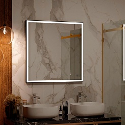 Continent Зеркало Solid Black Led 800x800 – фотография-9