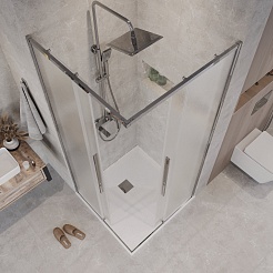 Grossman  Душевой уголок Galaxy 70x70x195 профиль хром стекло шиншилла – фотография-6