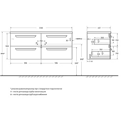 BelBagno Мебель для ванной Eco Cer-N 120 с 4 ящиками фисташковый софт CZR-8073-120-2 ручки сатиновое золото – фотография-3