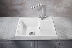 Milacio Мойка кухонная Navarra 65 Cuarzo белая – фотография-2