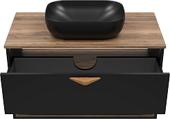 Brevita Тумба с раковиной Bergen 90 подвесная дуб галифакс олово/черная – фотография-4