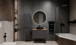 Jorno Тумба под раковину Cossety 80 подвесная антрацит/дуб Крафт золотой – фотография-6