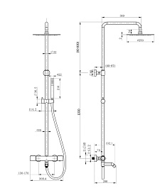 Paini Система душевая Cox 78PZ687THSSD250F1B с термоcтатом, поворотный излив, брашированный чёрный PVD – фотография-3