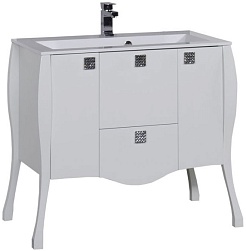 Aquanet Тумба с раковиной "Мадонна 90" белая с кристаллами Swarovski (168903) – фотография-1