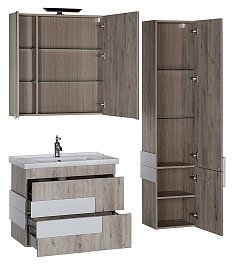 Aquanet Зеркальный шкаф "Мадейра 80" дуб кантри – фотография-7