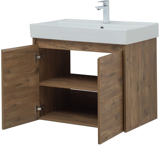 Aquanet Тумба под раковину Nova Lite 75 2 дверцы подвесная дуб рустикальный – фотография-8