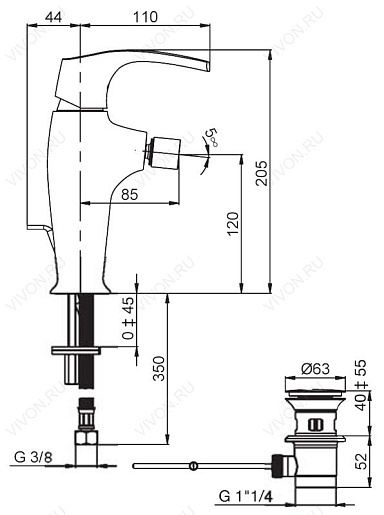 Jacob Delafon Смеситель для биде Symbol E73680-CP – фотография-2