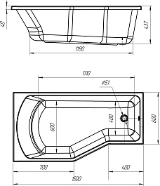 Poseidon Акриловая ванна Kamila 150x80 L – фотография-3