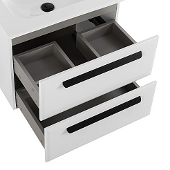 Cezares Тумба с раковиной Eco Cer-N 60 bianco lucido CZR-8095-60 ручки чёрные – фотография-3